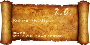 Kehrer Ovidiusz névjegykártya